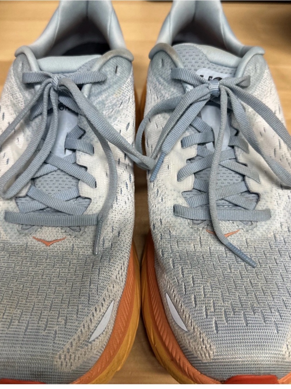 Hoka One One Women's Light Gray and Orange Running Shoes